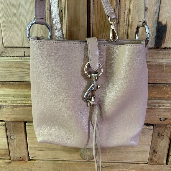 Rebecca Minkoff Small Megan Leather Crossbody Feed‎ Bag Purse Blush Pink Cream - Picture 1 of 16